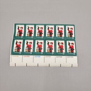 1970s USPS Twas The Night Before Christmas Pane of 12 8 Cent Stamps